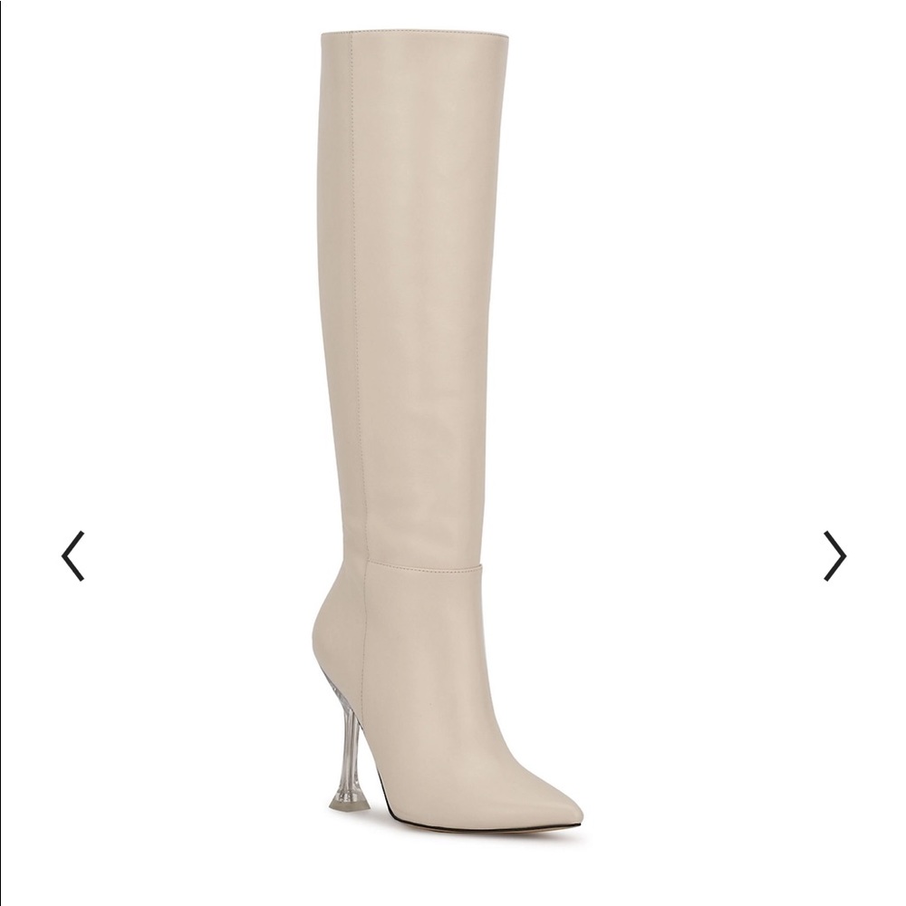Nine West Talya Women's Leather Knee-High Boots - Size 8.5 - NIB - color: Bone